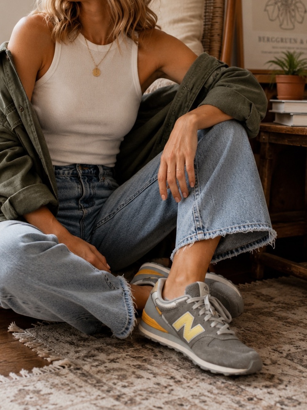 New Balance vintage style sneakers gray and yellow, women’s 8 - Picture 2 of 13